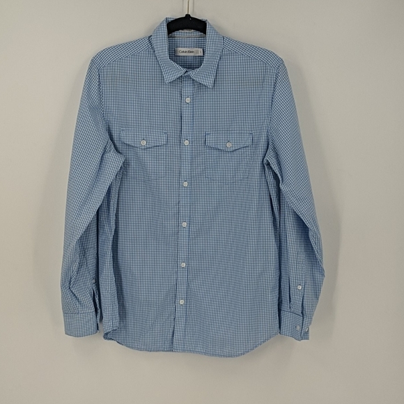 CALVIN KLEIN Pocket Roll Sleeve Button Down Shirt - Picture 1 of 6